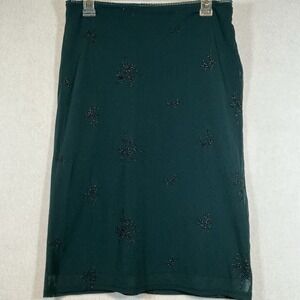 Hennes Collection Womens Forest Green Embroidered Mesh MidiSkirt Size M Bulagria
